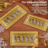 4 (pk) Yumchikel 14" x 7.5" Gold Lace Rim Plastic Serving Trays & Platters | Heavy Duty Disposable Decorative Dessert Tray - Party Platters for Upscale Parties Weddings