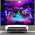 Trippy Smoke Mushrooms Tapestry Wall Hanging Psychedelic Hippie Art Blacklight Tapestries Black Light Poster Extra Large Tablecloth Blanket Curtain Home Decor 60x90 inches for Bedroom Living Room Dorm