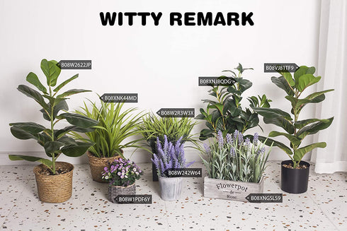 WITTY REMARK Fake Plants Artificial Lavender in Wooden Pots 10 Inches for Home Decoration Indoor/Outdoor Patio, Window, Table, Porch