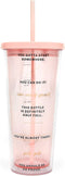 Ban.do 24 Ounce Insulated Tumbler with Reusable Straw, Pink Motivational Travel Cup to Drink More Water, Drinking Enough Water?