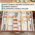 Bamboo Drawer Dividers with 8 Inserts, 16.5-22", Kitchen Drawer Organizer Box for Silverware Utensil, Expandable & Adjustable Drawer Dividers for Home, Office, Dressers, and Bathroom