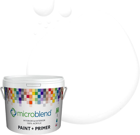 Microblend Interior Paint and Primer - White/White, Flat Sheen, Quart, Premium Quality, High Hide, Low VOC, Washable, Microblend Whites Family