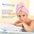 KEEPOZ Hair Towel Wrap Quick Dry 100% Cotton Super Absorbent Turban Head Wrap for Women with Button, Anti Frizz Hair Products, Hair Cap for Curly, Long & Thick Hair (2pcs) (Lilac+Pink Check)