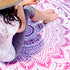 Folkulture Round Mandala Tapestry or Beach Blanket, Set of 2 Hippie Boho Mandala Tapestry, Indian Circle Tablecloth or Rug, Large Cotton Bohemian Yoga Mat for Meditation - 72 Inches, Green and Pink
