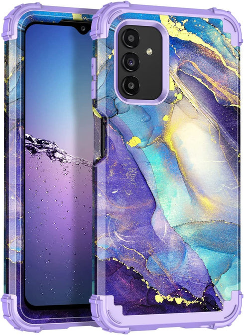 Rancase for Galaxy A13 5G Case,Three Layer Heavy Duty Shockproof Protection Hard Plastic Bumper +Soft Silicone Rubber Protective Case for Samsung Galaxy A13 5G,Purple