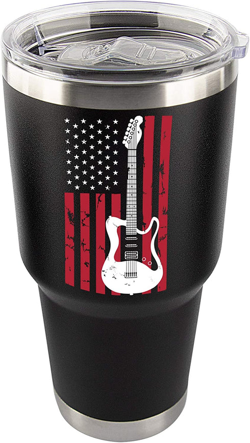 Music Gifts | Stainless Steel Tumbler/Mug with Lid 2 Straws Coffee Cold Drinks | Cup for Teacher Appreciation | Birthday Dad Acoustic Band Bass Guitar Lover Musician boyfriend by JENVIO (30 Ounce)