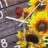 Lumuasky Sunflowers Wooden Wall Clock, 12 Inch Battery Operated Silent Non Ticking Round Retro Decorative Clock for Bathroom, Bedroom, Living Room, Kitchen, Office, School (Butterfly)