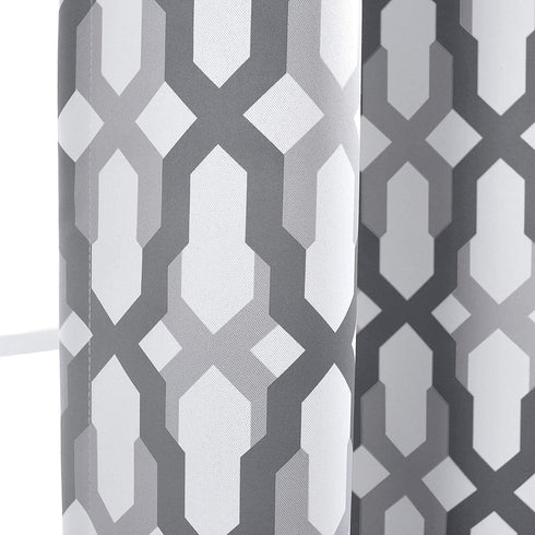 DriftAway Mason Geometric Trellis Pattern Window Curtain Valance Rod Pocket 52 Inch by 18 Inch Plus 2 Inch Header Gray
