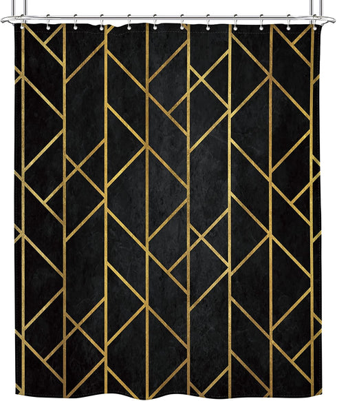 Riyidecor Chevron Black Stall Shower Curtain 60Wx72H Inch Herringbone Geometric Contemporary Wood Grain Striped Simple Modern Classy Neutral Dorm Decor Fabric Bathroom Set Polyester Waterproof