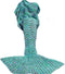 DDMY Mermaid Tail Blanket Crochet Mermaid Blankets Seasons Warm Soft Handmade Sleeping Bag Best Birthday for Kids Teens Adult 74''x35'' Mint Green