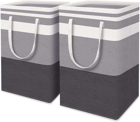 HomeHacks 2-Pack Large Laundry Basket,75L Each Waterproof, Freestanding Laundry Hamper, Collapsible Tall Clothes Hamper with Extended Handles for Clothes Toys in The Dorm and Family-Gradient Grey