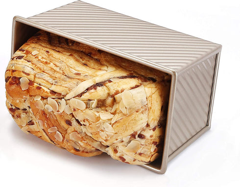 Loaf Pan Bread Toast Mold Deep loaf Pancorrugated Non Stick Gold Aluminum Alloy No lid included (8.26X4.7X4.3INCH)