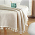 Round Tablecloth, DarNio Cotton Linen Table Cloth with Tassel Dust-Proof Table Cover for Kitchen Dining Tabletop Decoration Diameter 60 Inch