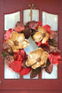 RED DECO Christmas Wreath for Front Door - 20 Inch Red Magnolia with 3 Gold Flowers, Holiday Wreaths for Home Farmhouse Indoor Outdoor Windows Wall Decor(Red)