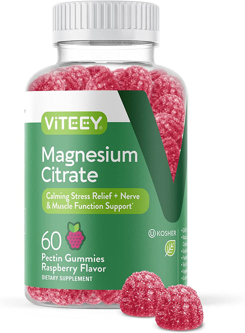 Magnesium Citrate Gummies Supports Stress Relief, Anxiety Relief, Sleep Aid, Calm Mood, Muscle Relaxer, Migraine Relief, Optimal Relaxation, Chewable Gummy Supplement, for Adults Teens Men and Woman