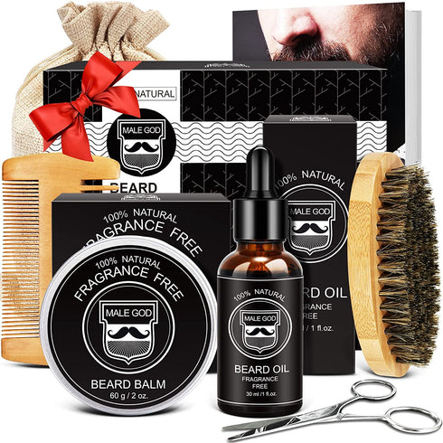 Christmas Gifts for Men - Beard Kit for Men's Gifts with Beard Oil, Beard Balm, Beard Brush, Comb, Scissors, Ebook, Stocking Stuffers for Men - Birthday Gifts for Husband Dad Boyfriend Brother Grandpa
