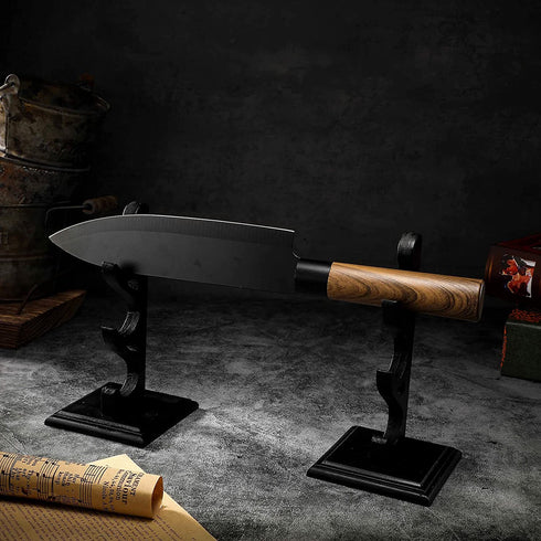 2 Set Wizard Wand Holder Wood Wand Display Stand Magic Wand Display Holder for Wand, Knife, Dagger, Table Counter Shelf Home or Office Display, Halloween Decor, Black (3 Tiers)