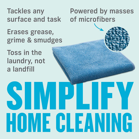 E-Cloth General Purpose Cleaning Cloth, Premium Microfiber Cleaning Cloth, Ideal for Kitchen, Countertops, Sinks, and Bathrooms 100 Wash Guarantee, Alaskan Blue, 4 Pack