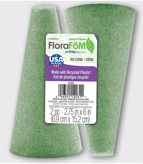 FloraCraft FloraF?M 2 Piece Cone 2.75 Inch x 6 Inch Green