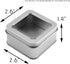 Cornucopia Square Silver Metal Tins w/View Window (12-Pack); Empty 1/2 Cup / 4-Ounce Capacity Clear Top Metal Boxes Great for Candles, Candies, Gifts, Balms & Treasures