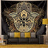 QCWN Spiritual Tapestry,Psychedelic Trippy Tapestry Black Gold Hamsa Hand Tapestry Mandala Medallion Bohemian Tapestry Evil Eye Hamsa Hand Blessing Home Good Luck Wall Tapestry for Bedroom Aesthetic