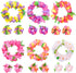 FUTUREPLUSX Hawaiian Leis, 48PCS Hawaiian Party Necklace Headbands and Wristbands for Hawaiian Luau Decoration Tropical themed Party