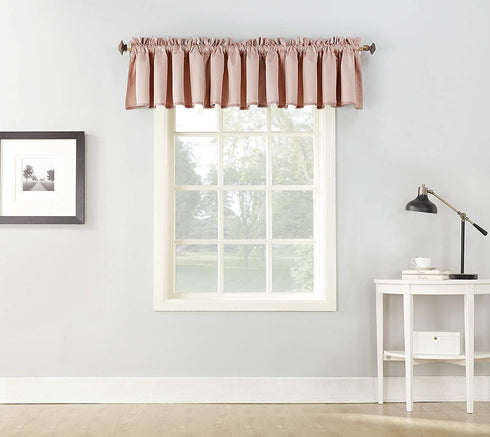 Sun Zero - 51708 Barrow Collection Rod Pocket Room Darkening Valance, 54" x 18" - 1 Panel, Blush Pink