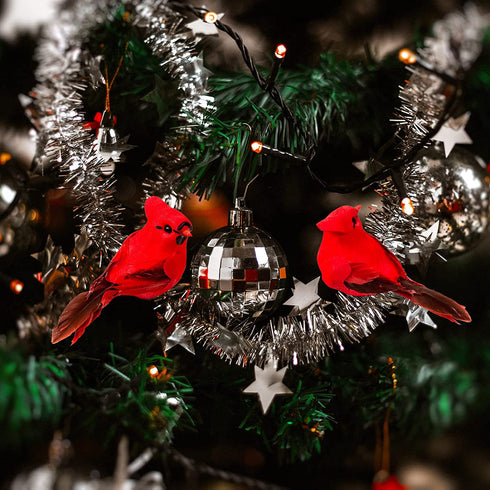 Berfutall-12PCS Bird Christmas Ornaments Clip on Cardinals for Trees-3.5 lnch with Clips or Wire (a)
