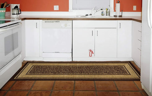 Ottomanson Contemporary Bordered Ottohome Rug, 20 in x 59 in, Chocolate Brown