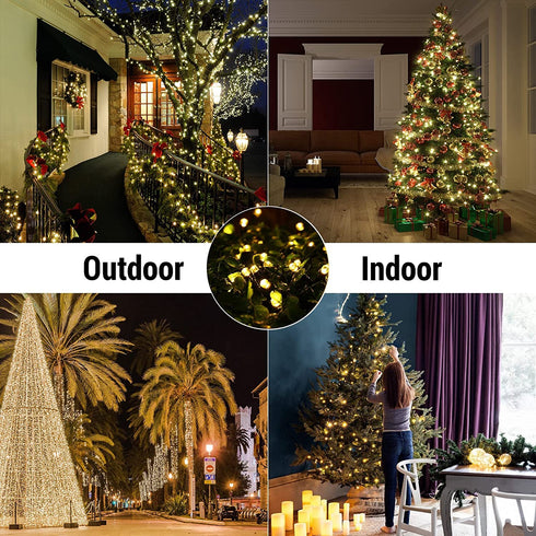 YAKEXI Battery Operated Lights 33ft 100 LED 8 Modes with Timer Memory Function Indoor Outdoor String Lights Waterproof Mini Fairy Lights Decoration Christmas Tree Porch Fence Balcony(Warm White)