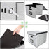 Upgrade Portable File Organizer Box with Lids, Huolewa Collapsible Linen Hanging Filing Storage Boxes with Plastic Slide, Decorative Home/Office Filling System for File and Folders Storage (Gray)