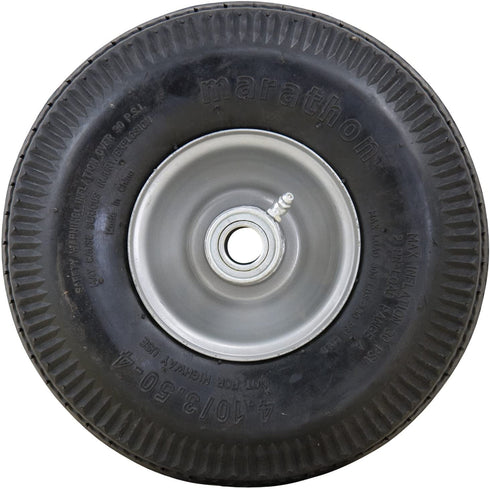 Marathon 4.10/3.50-4" Pneumatic (Air Filled) Hand Truck / All Purpose Utility Tire on Wheel, 2.25" Offset Hub, 3/4" Bearings
