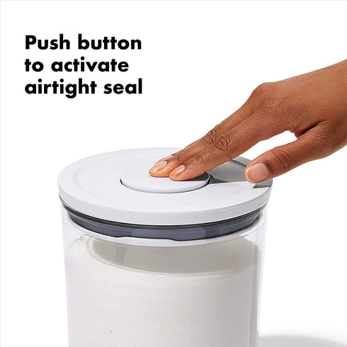 OXO Good Grips Round POP Container Large (5.2 Qt) for flour, sugar, cereal and more | Airtight Food Storage | BPA Free | Dishwasher Safe | Clear Body