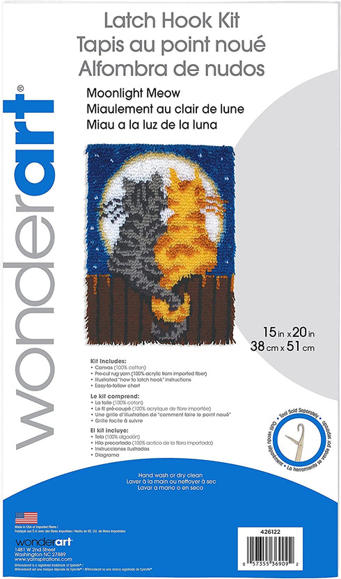 Patons Wonderart Moonlight Meow Latch Hook Kit, 15" X 20"