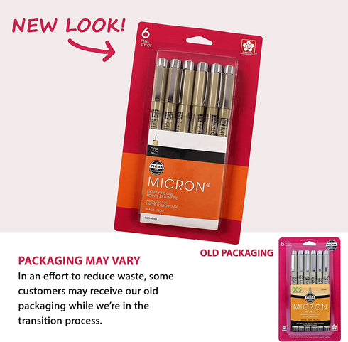 Sakura Pigma 50034 Micron Blister Card Ink Pen Set, Black, 005 6CT