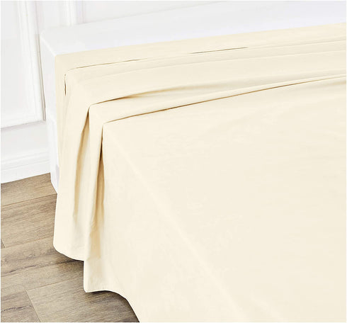 Amazon Basics Ultra-Soft Cotton Flat Sheet - Queen, Ivory