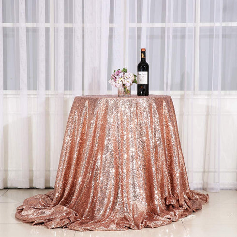 Poise3EHome 70-Inch Round Sequin Tablecloth for Party Cake Dessert Table Exhibition Events, Rose Gold