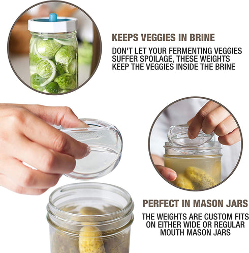 Masontops Pickle Pebble Glass Infinity Weights for Fermenting - Pickling Weight Set - Small/Regular Mouth Mason Jar Fermentation
