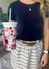 Kate Spade New York Insulated Plastic Tumbler With Reusable Straw, 20 Ounce Travel Cup, Floral