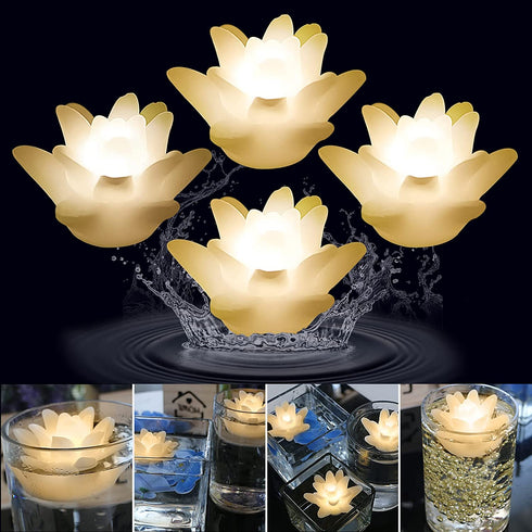 ARDUX LED Floating Flower Candles - Flameless Lily Tea Light Candles Wax Waterproof Candles Battery Powered for Wedding Party Centerpiece Pool Decoration