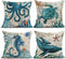 Emvency Set of 4 Throw Pillow Covers Blue Ocean Theme Nautical Coastal Octopus Hippocampus Turtle Whale Mediterranean Style Decorative Pillow Cases Home Decor Square 18x18 Inches Pillowcases