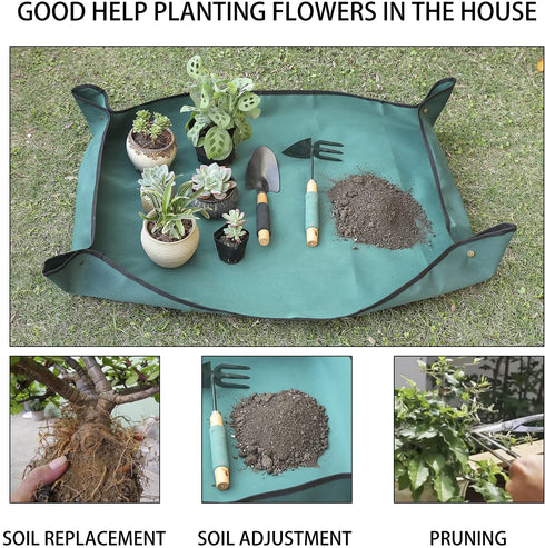 Owl Focus Oxford Fabric Plant Repotting Mat Waterproof Transplanting Mat Indoor Succulent Potting Mat Portable Gardening Mat (43.3" x 29.5")