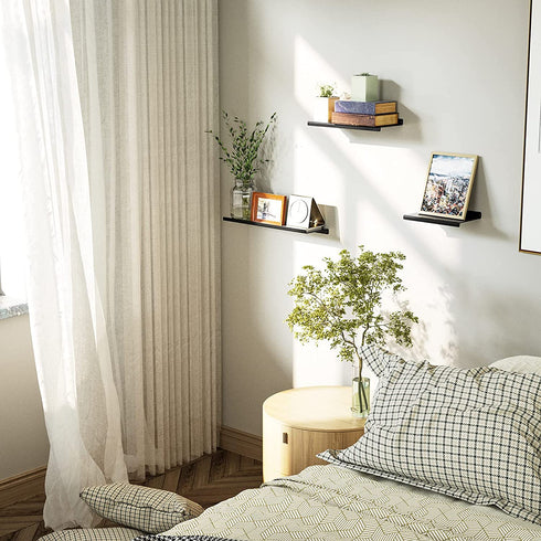 SRIWATANA Black Floating Shelves, Metal Wall Shelves Set of 3 for Bedroom, Living Room, Bathroom, Kitchen, Matte Black