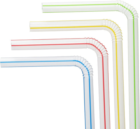 Flexible Plastic Straws Colored BPA-Free Disposable Bendy Straw 8" Long (400 Pack, Colorful)