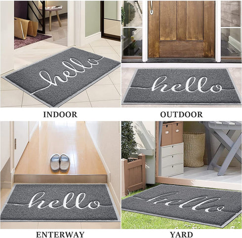 BeneathYourFeet Door Mat, Durable Welcome Mat Low Profile Floor Mat Front Doormat Indoor and Outdoor Doormat Non Slip Rugs for Entryway, Patio, High Traffic Areas (32"x20", Grey)