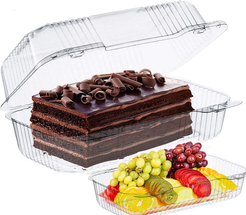 The Bakers Pantry cake roll container Clear Hinged Lid disposable 9"x 5 great for Loaf Deep Cookies plastic containers disposable donut cookie sandwich clamshell containers for food (Pack of 50)