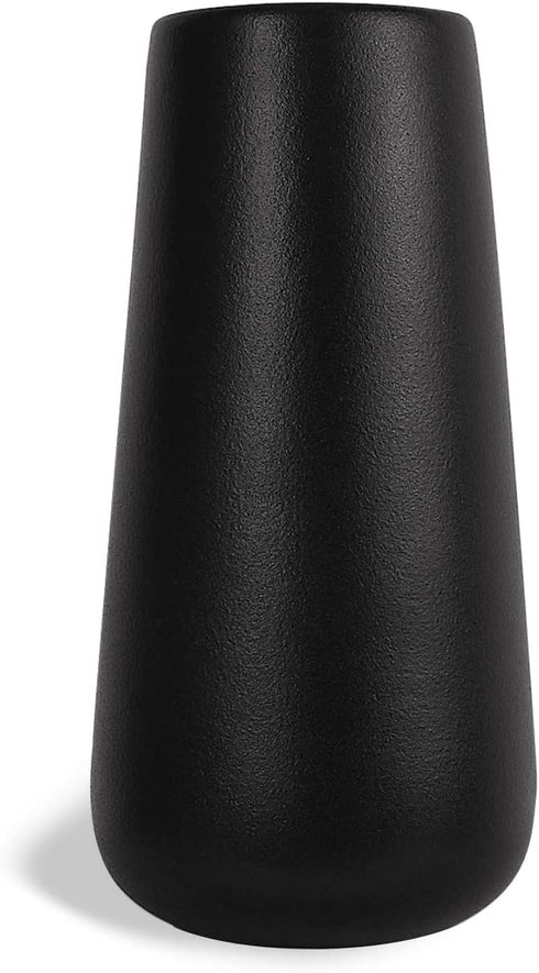 SANFERGE Ceramic Flower Vase for Home Décor Office Decoration, 8 Inch, Black