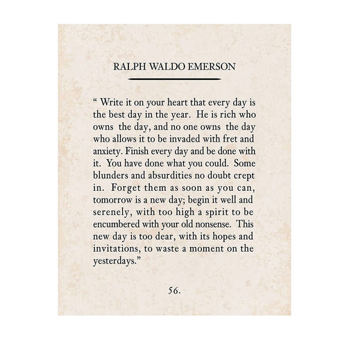 "Write It On Your Heart"- Ralph Waldo Emerson Poem Page Print- 8 x 10" Poetic Wall Art. Distressed Parchment Print-Ready To Frame. Retro Home-Office-Study-School Decor. Great Art Gift for Poetry Fans.