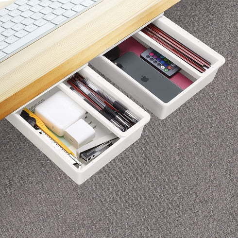 Under Desk Drawer Organizer, Self-Adhesive Desk Drawer Organizer, Slide-out, Hidden Desk Storage Organizer for Office School Home Desk