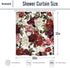 Homewelle Burgundy Floral Shower Curtain Watercolor Rustic Flower Rose Red White Girl Retro Leaves Blossom Peony Woman 60Wx72L Inch Waterproof 12 Pack Shower Hooks Polyester Fabric Bathroom Bathtub